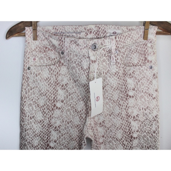 AG NWT Farrah Skinny Ankle Silk Python Ivory Dust Hued 24 00 - Picture 7 of 15